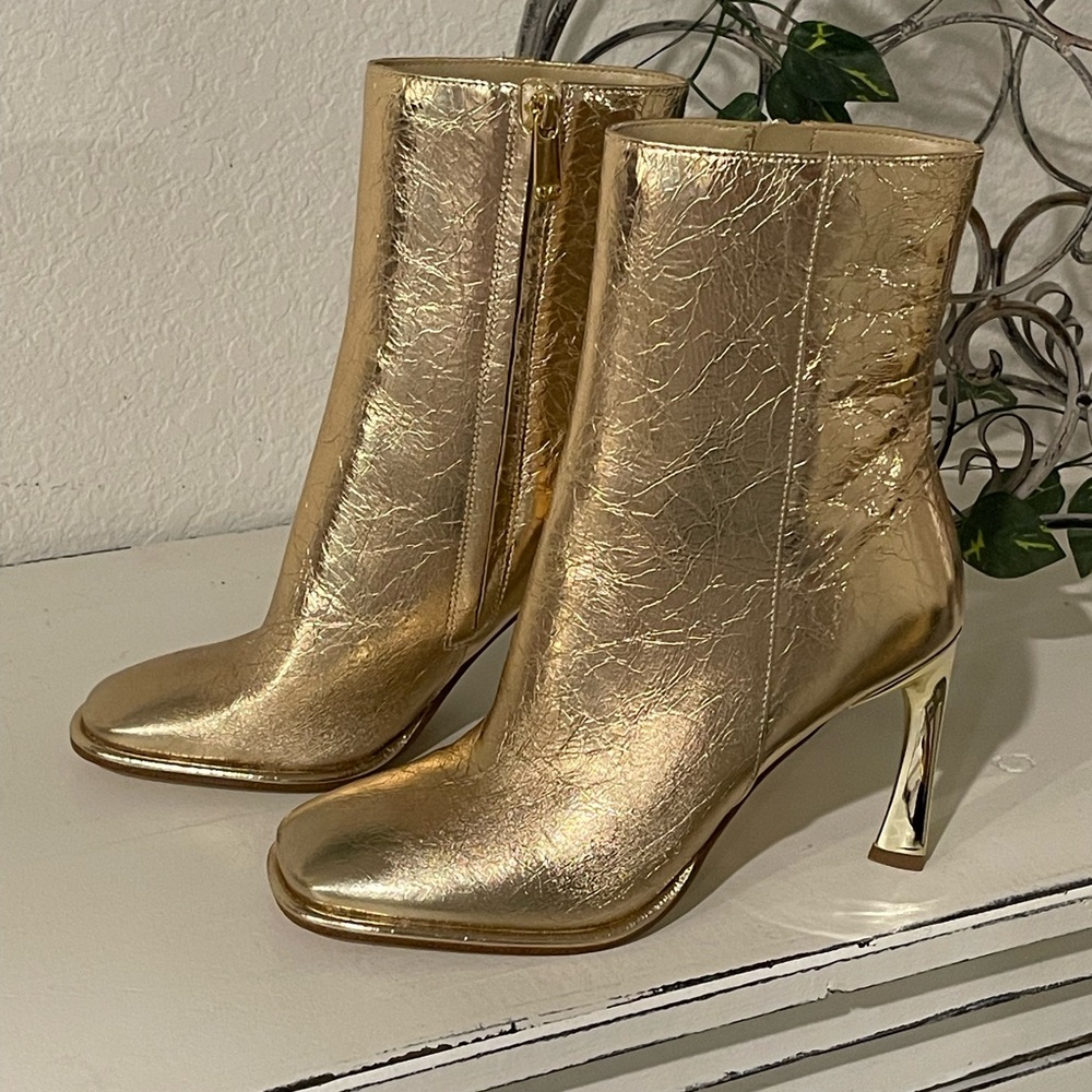 Michael Kors Chelsea Crushed Gold Heeled Booties